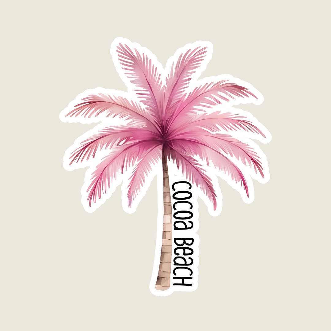 Pink Palm Tree Custom Souvenir Sticker (B1062)