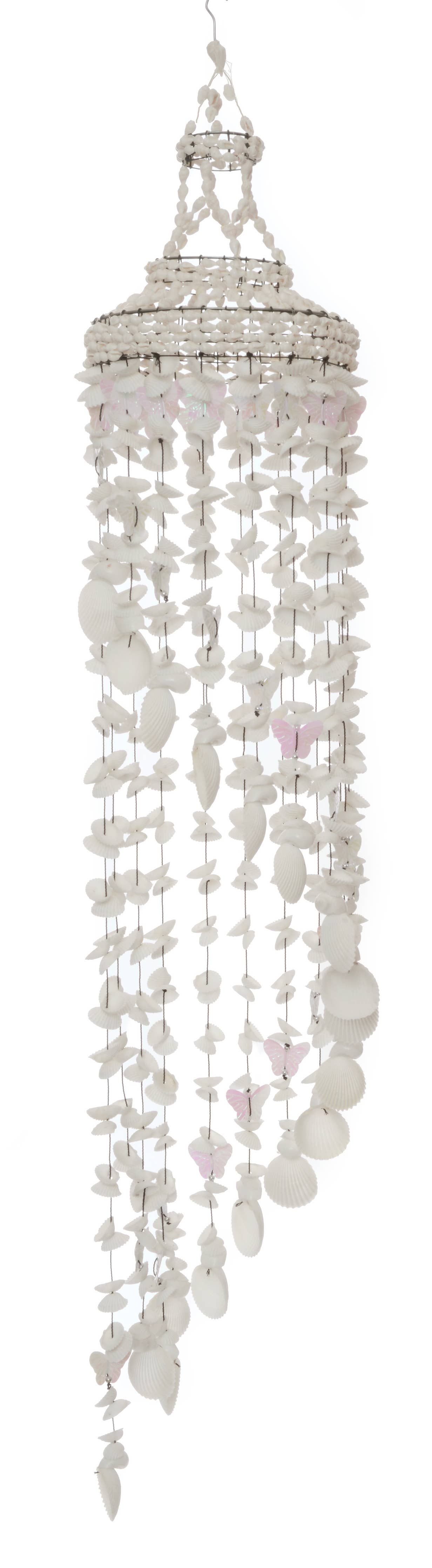 Butterfly Sea Shell Wind Chime in White - 15cm