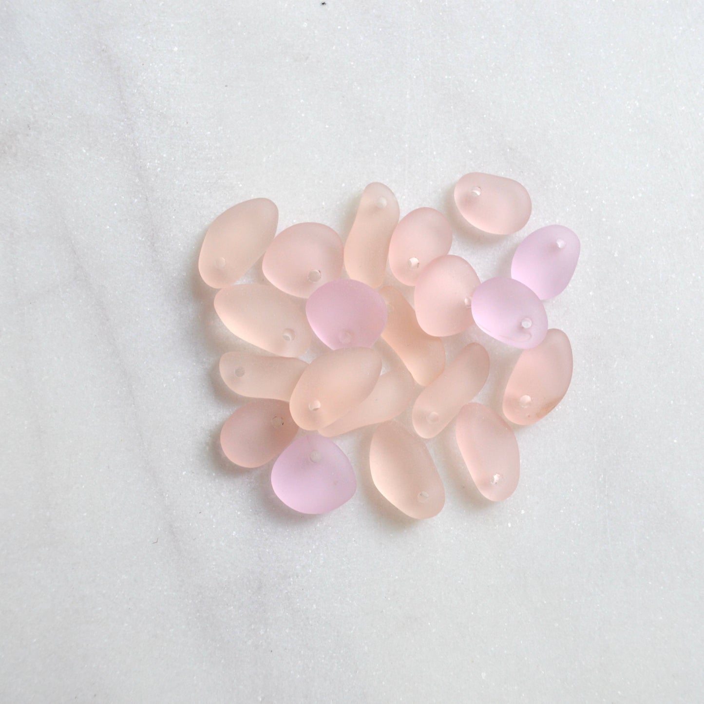 Tiny Frosted Glass & Starfish Necklace in Gold
