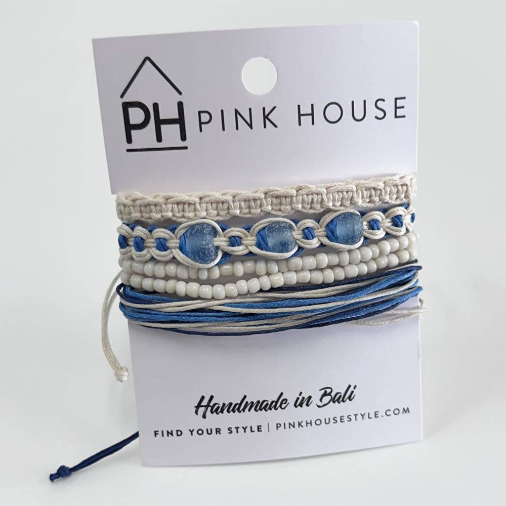 Arm Deco Beach Glass Pull Bracelets Set/4