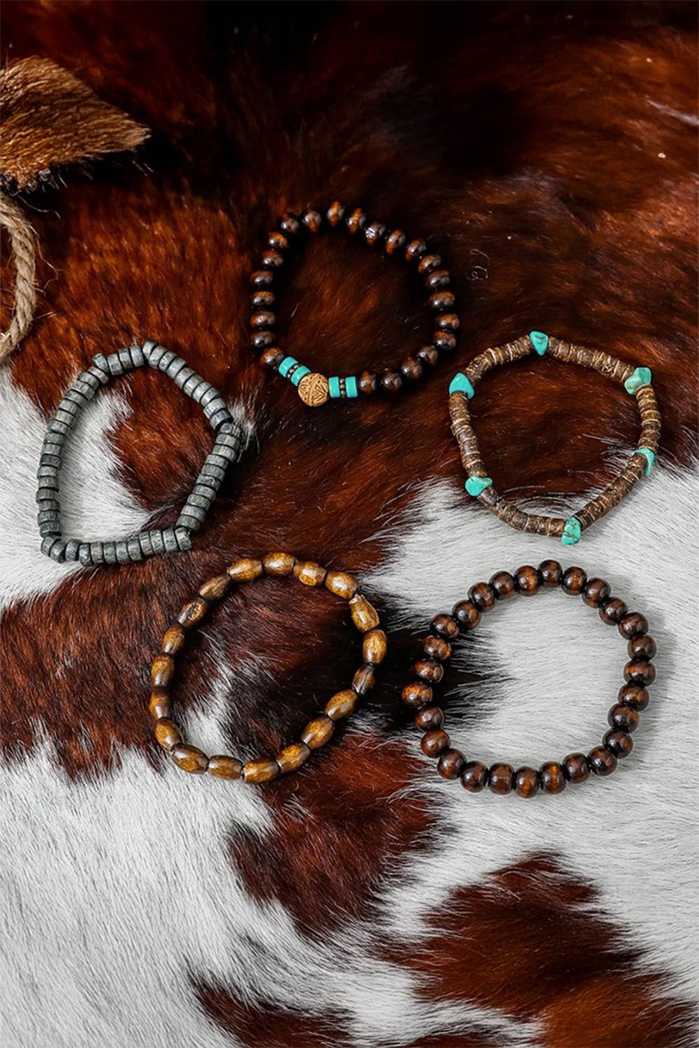 LDC Boho Turquoise Wooden Beaded Multi Layer Bracelet