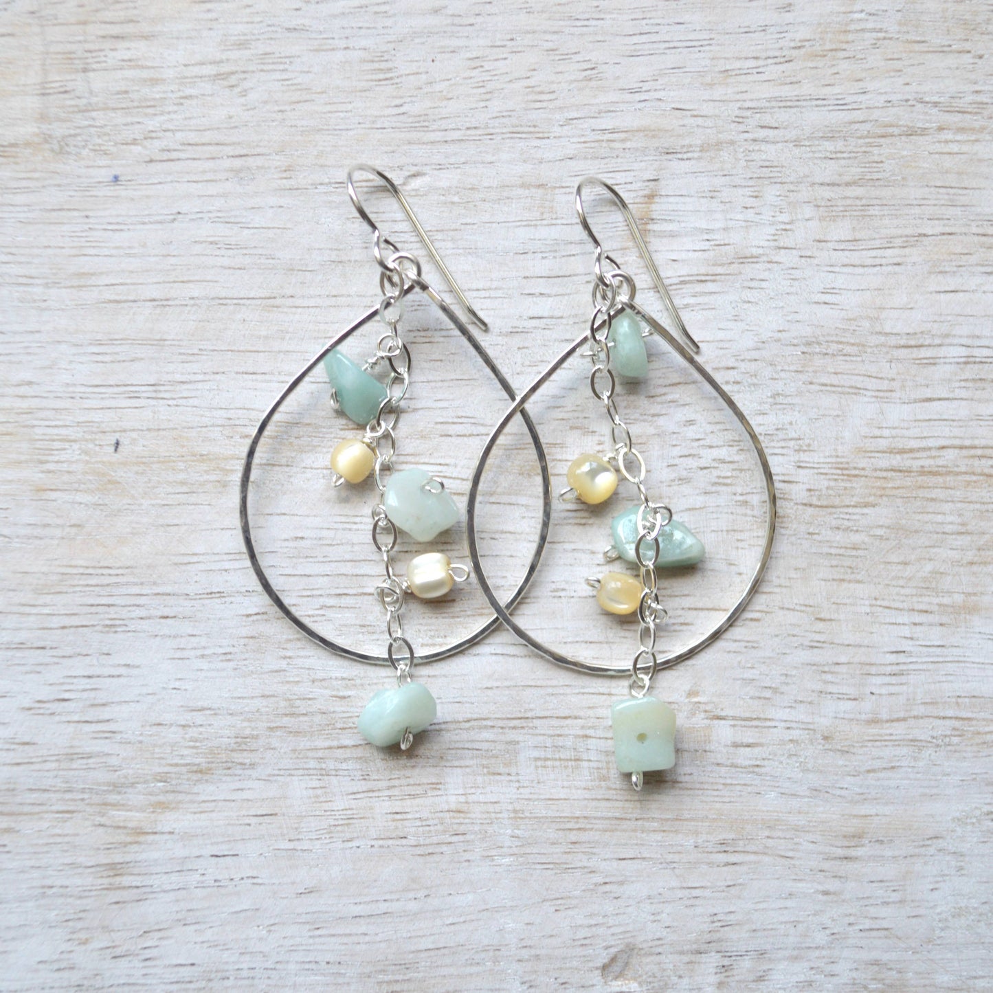 Amazonite & MOP Teardrop Earrings
