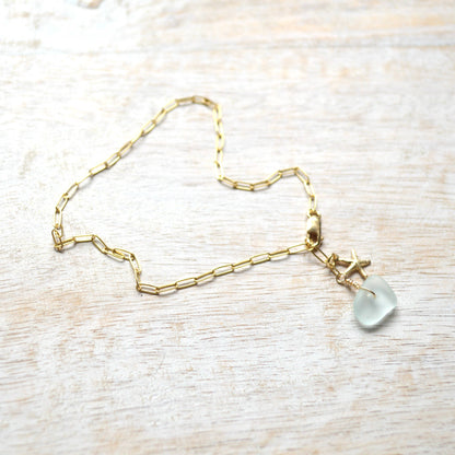 Sea Foam Glass & Starfish Anklet