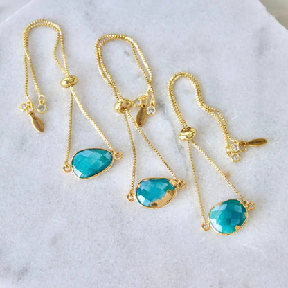 Faceted Gemstone Adjustable Bracelet