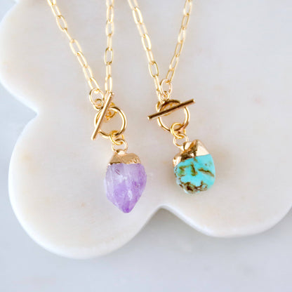 Turquoise Nugget Toggle Necklace