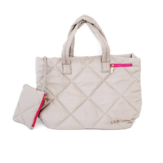 Presley Puffer Quilted Tote Bag With Pouch