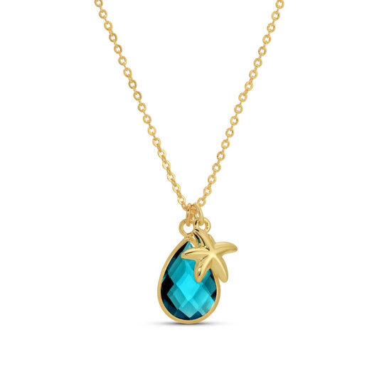 Starfish & Glass Teardrop Necklace