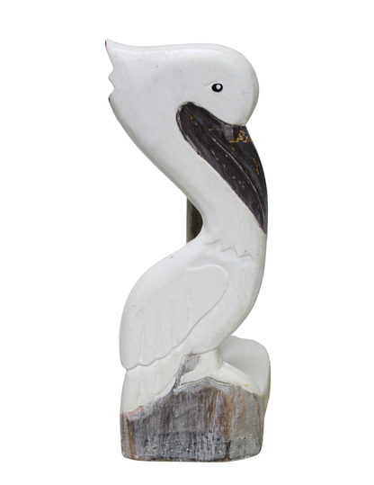 Hand Carved White Pelican Paper Towel Holder Wood Carving