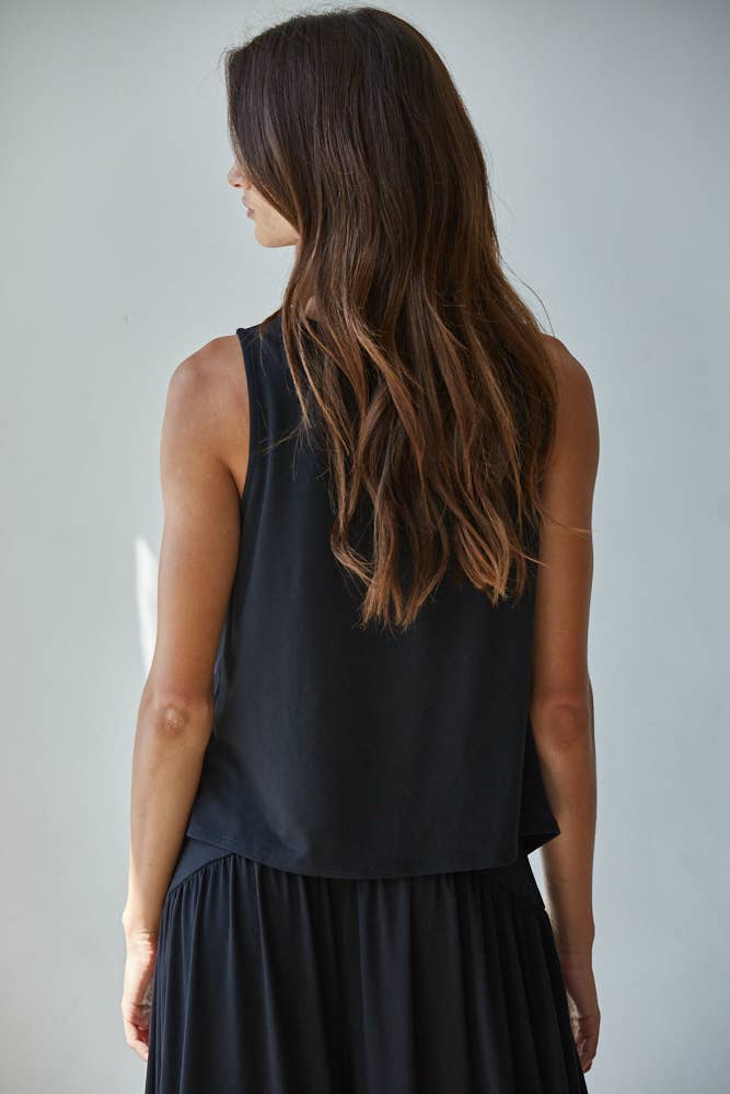 L9178T | Knit Polyester Spandex Sleeveless Cowl Neck Top