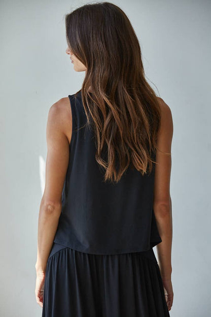L9178T | Knit Polyester Spandex Sleeveless Cowl Neck Top