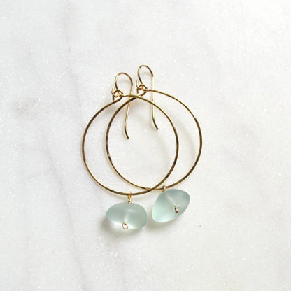 Sea Foam Glass Hoops