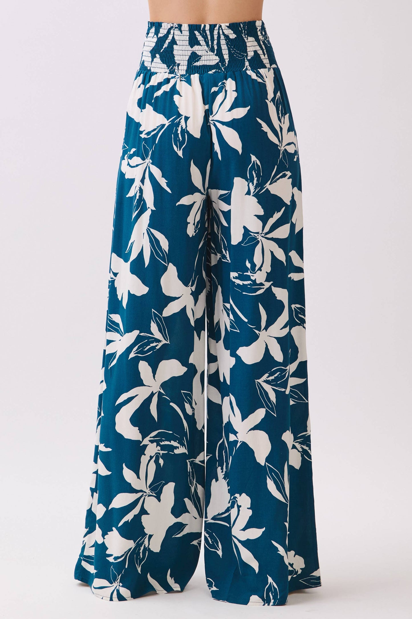 WIDE SMOCK WAIST WIDE LEG PANTS - VNP70263E