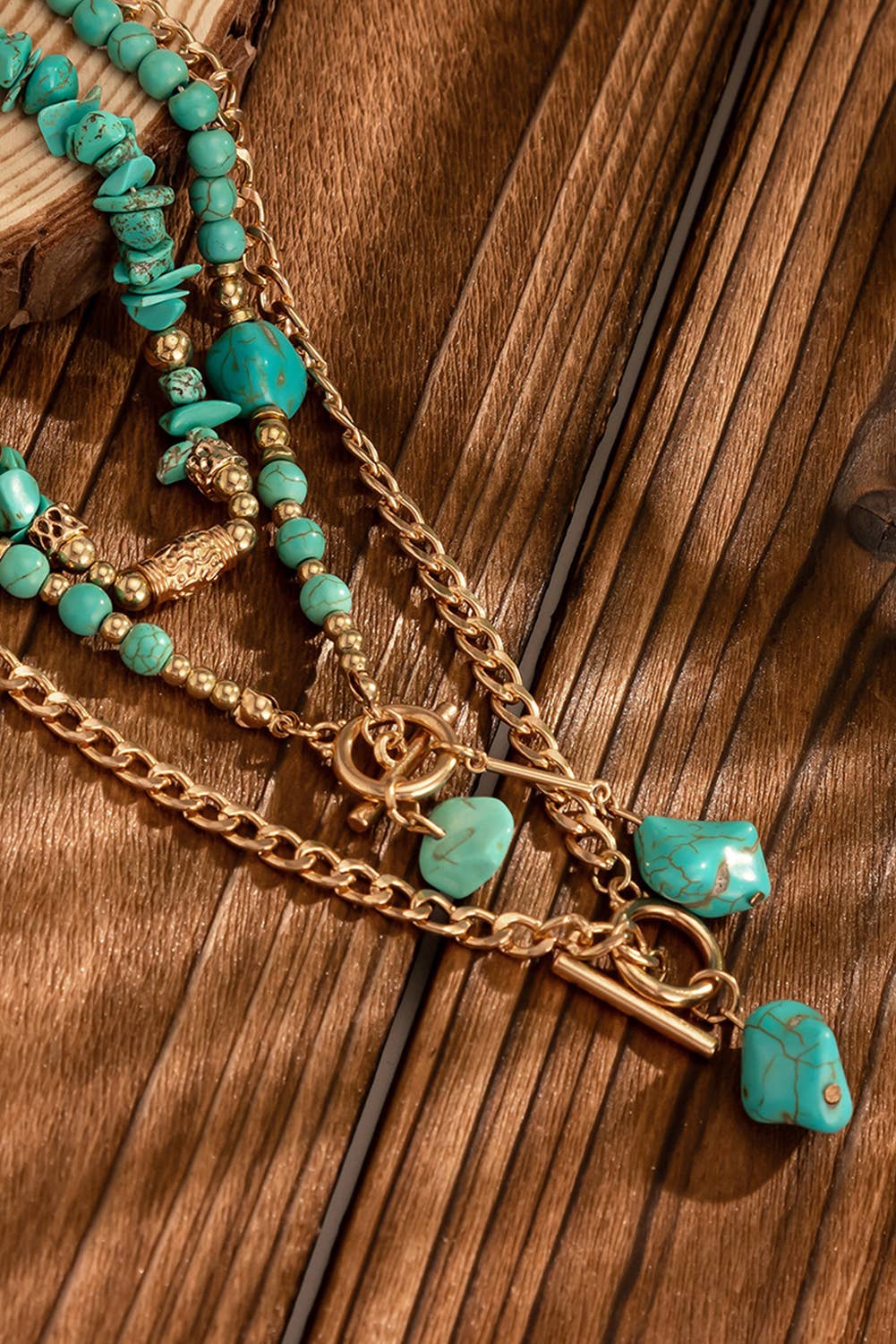 LDC Clasp Turquoise Detail Cable Chain Layered Necklace Set