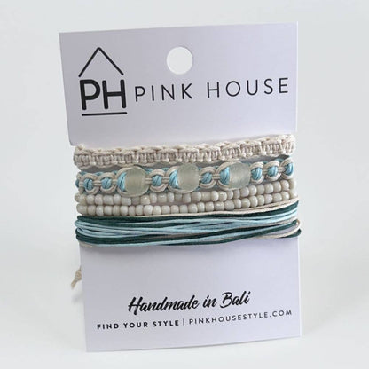 Arm Deco Beach Glass Pull Bracelets Set/4