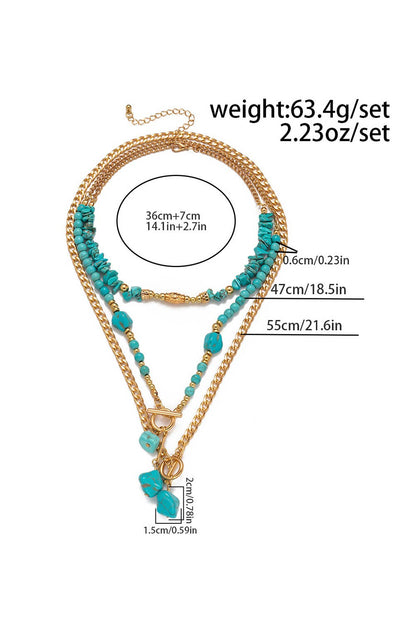 LDC Clasp Turquoise Detail Cable Chain Layered Necklace Set