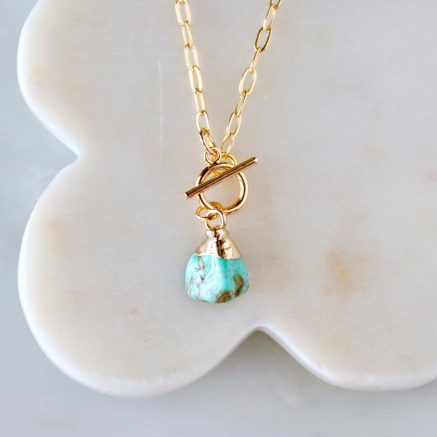 Turquoise Nugget Toggle Necklace