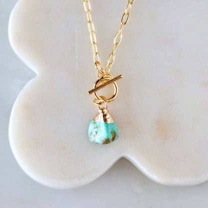 Turquoise Nugget Toggle Necklace