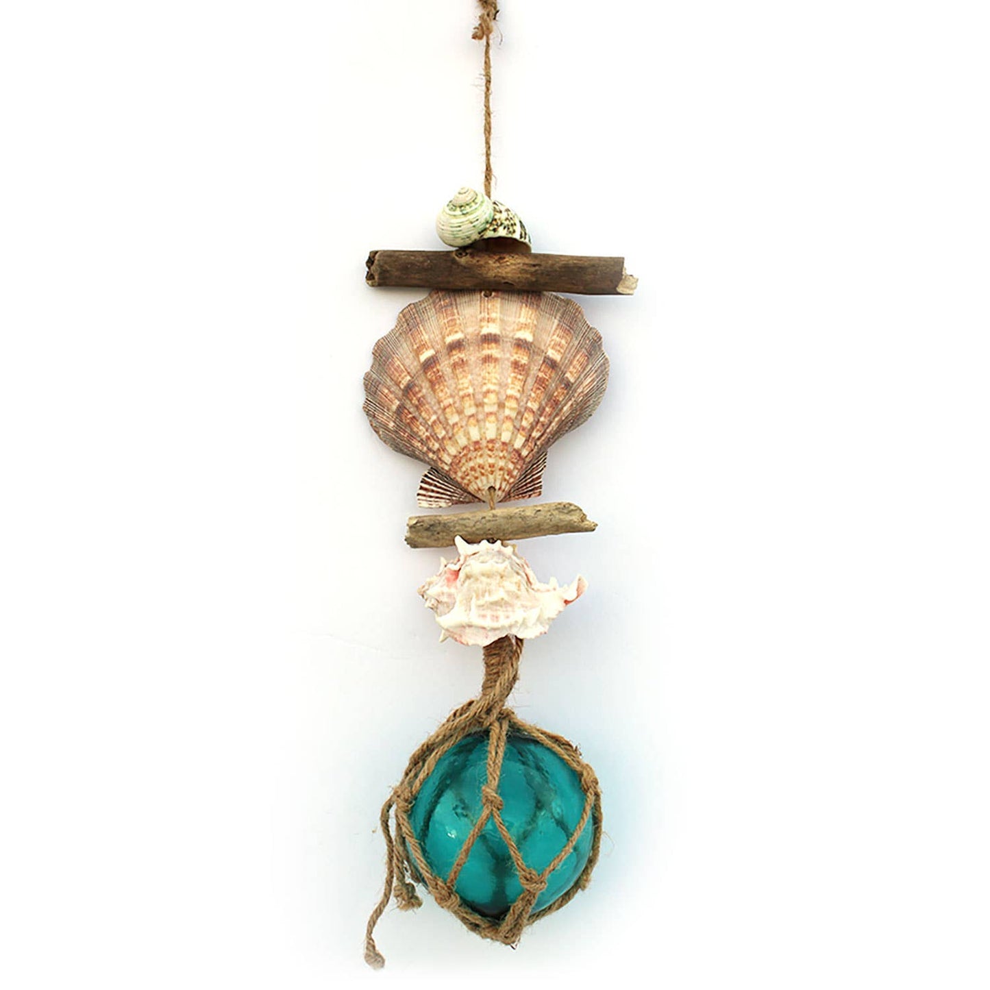 Driftwood Garland with 4" Nautical Glass Float - Short