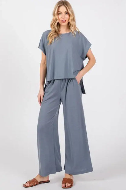 Thermal Wide Leg Pants - P70169B