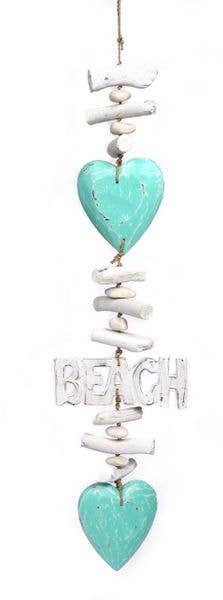 Wooden Hearts With Beach Word