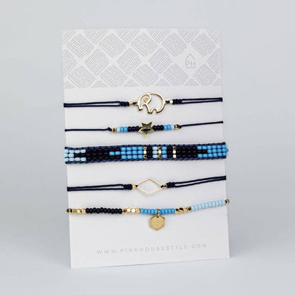 Czech Glass Bead Pull Bracelets Set/5