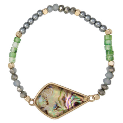 Ocean Floor Green Bead Shell Bracelet