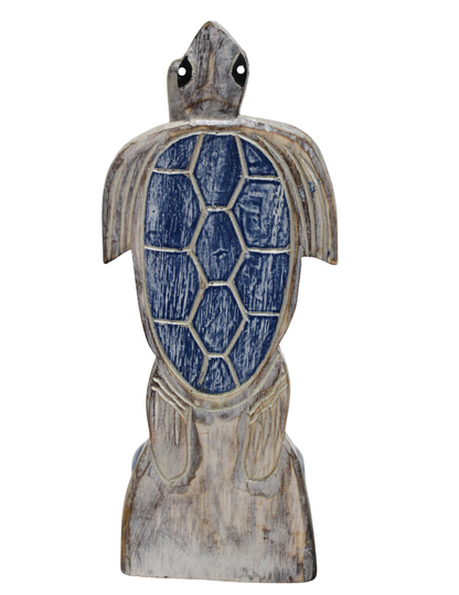 Hand Carved Turtle BLUE Color Design Paper Towel Holder