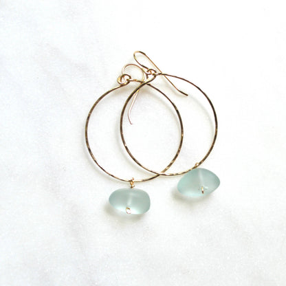 Sea Foam Glass Hoops