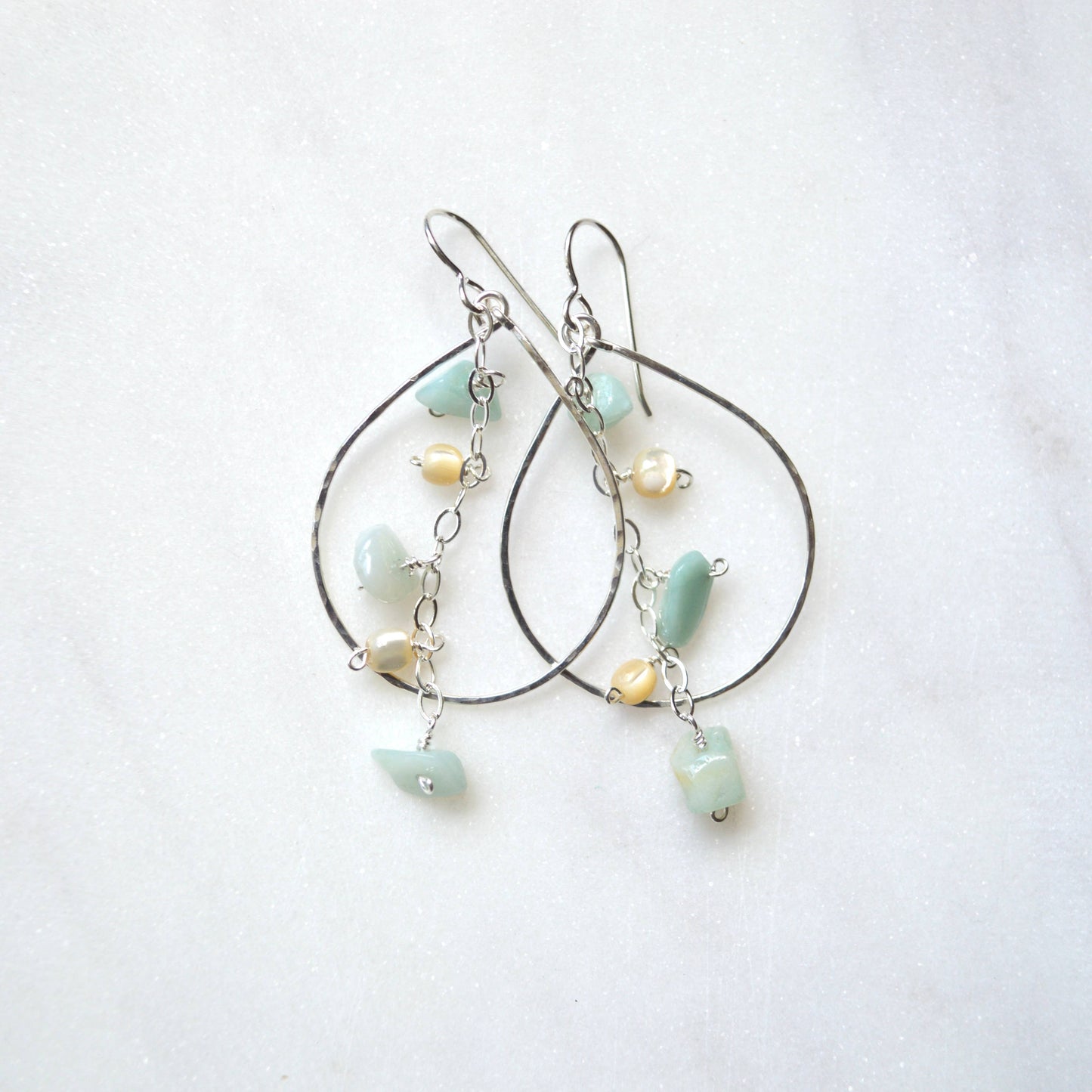 Amazonite & MOP Teardrop Earrings