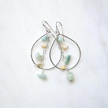 Amazonite & MOP Teardrop Earrings