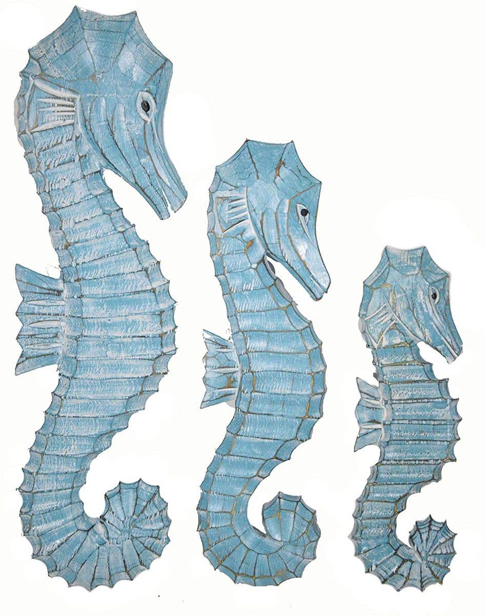 Set 3 Teal Seahorse Wall