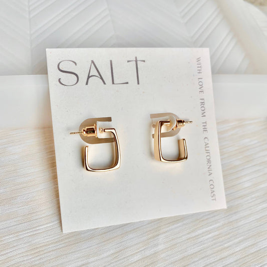 SQUARE HOOP EARRINGS | gold | stud post huggies