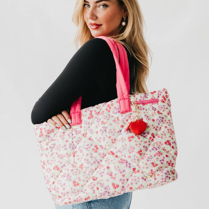 Presley Puffer Quilted Tote Bag With Pouch
