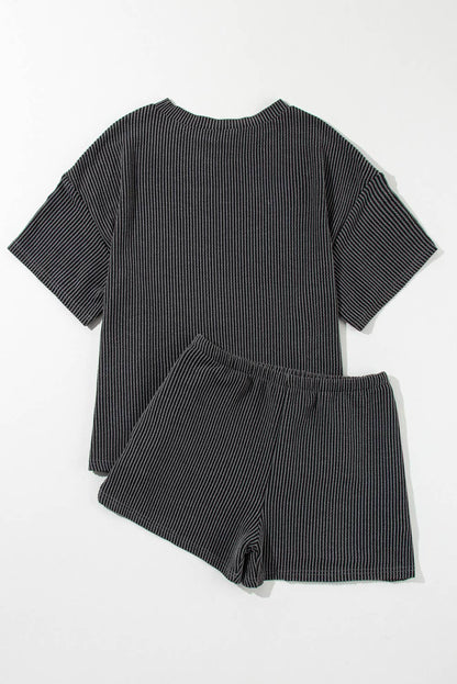 Textured Tee and Shorts Two-piece Set | S-XL