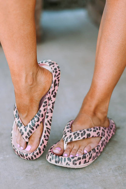 Leopard Print Thick Sole Flip Flops