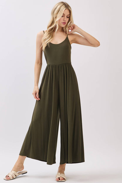Flare Wide Leg Jumpsuit W/ Adjustable Strap - VJU60179