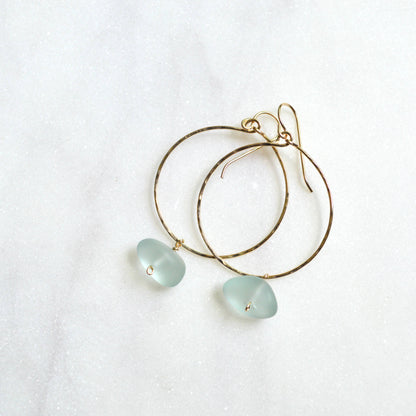 Sea Foam Glass Hoops