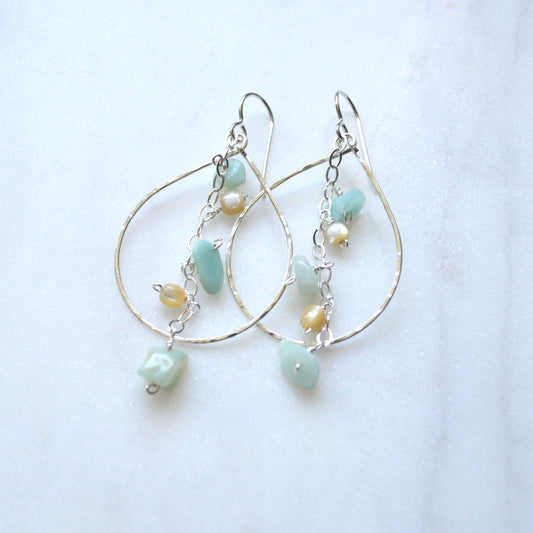 Amazonite & MOP Teardrop Earrings
