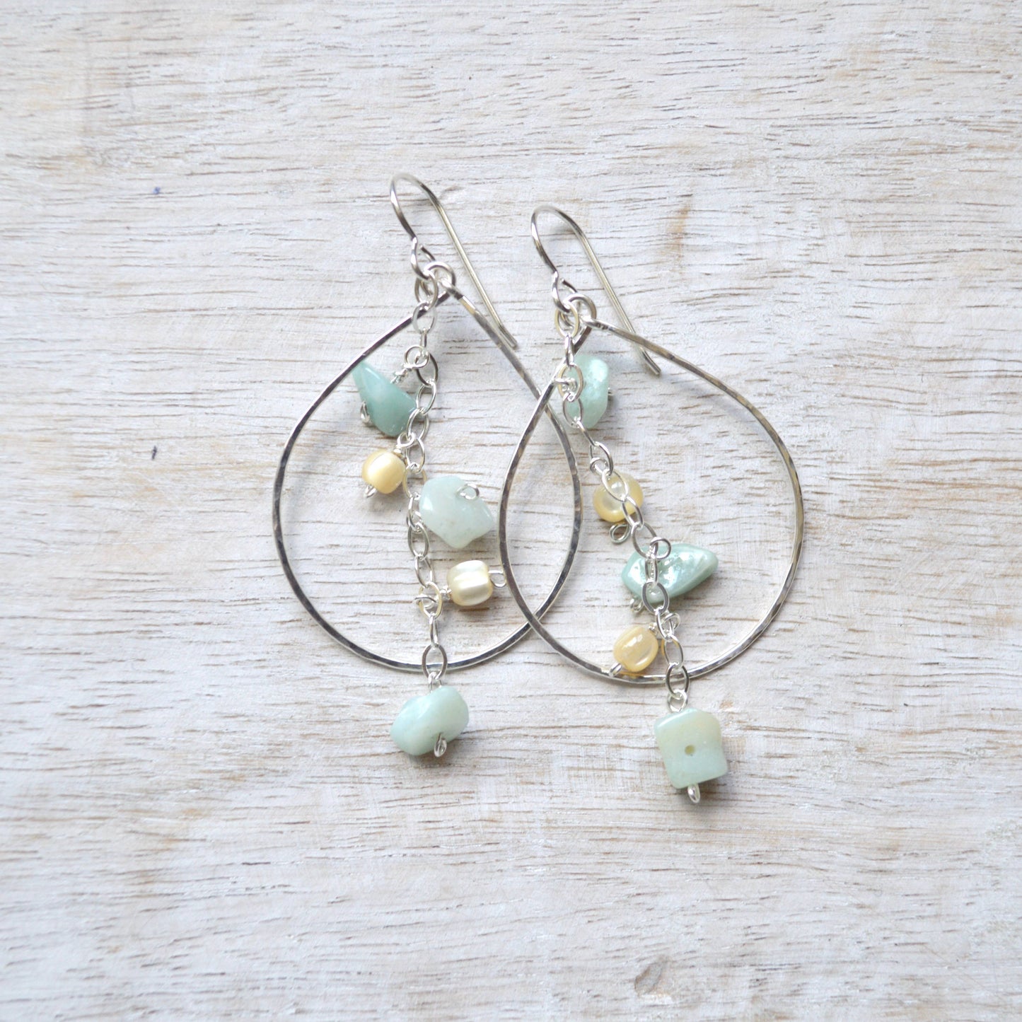Amazonite & MOP Teardrop Earrings