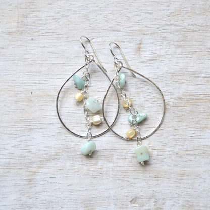 Amazonite & MOP Teardrop Earrings