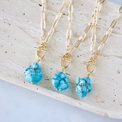 Turquoise Nugget Toggle Necklace