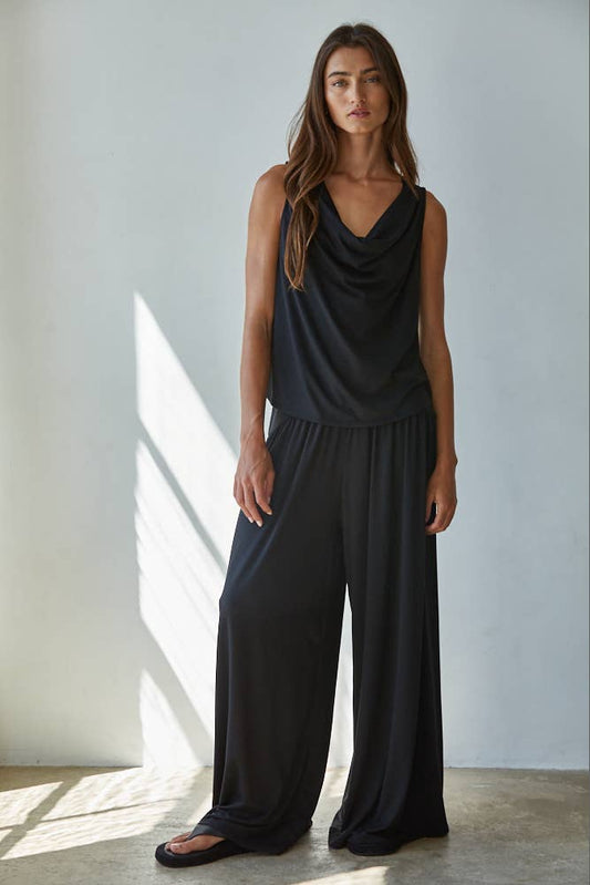 L9178T | Knit Polyester Spandex Sleeveless Cowl Neck Top