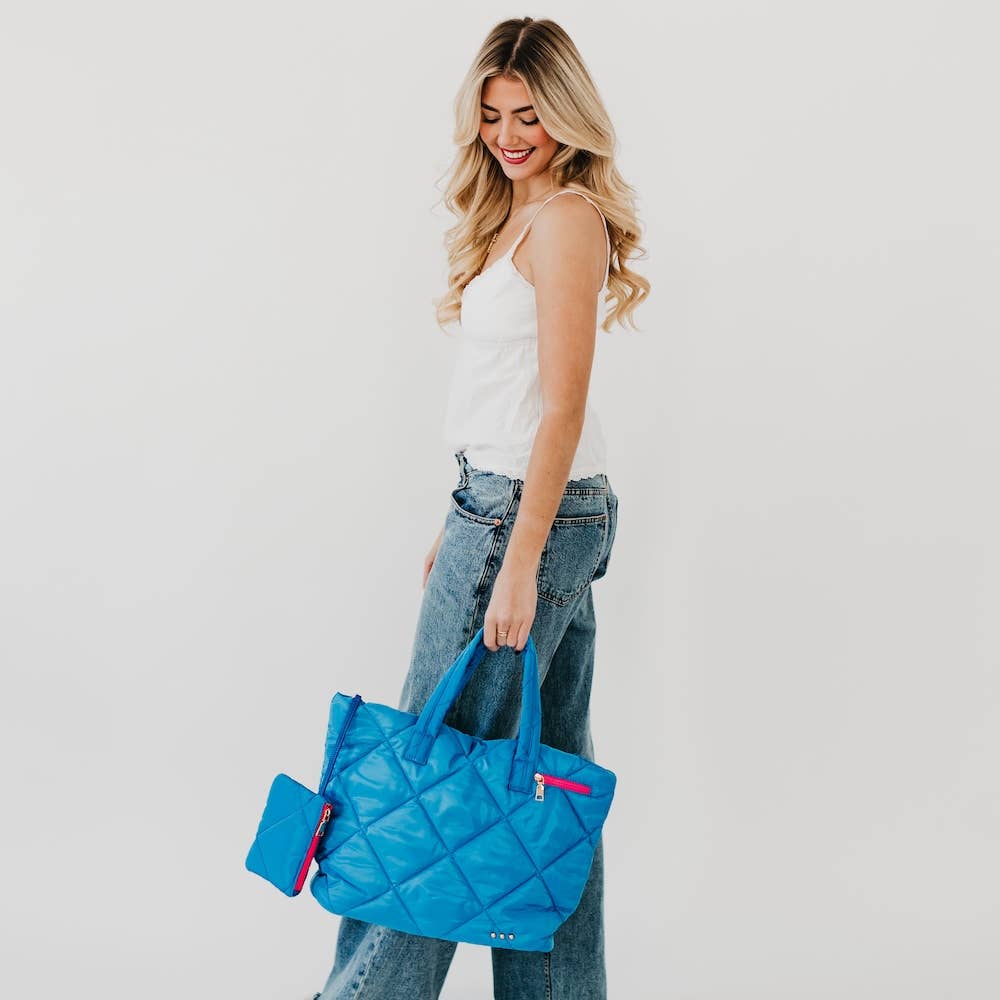 Presley Puffer Quilted Tote Bag With Pouch