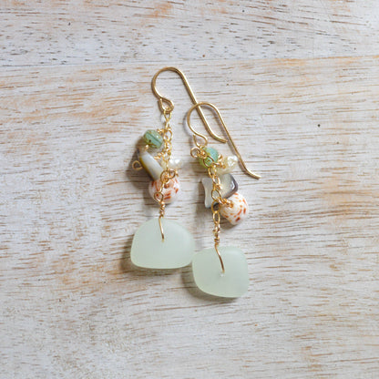 Opaque Sea Foam Glass Earrings