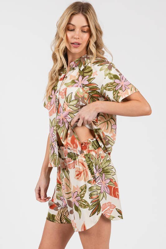 Print Dolphin Hem Line Shorts - VP3845