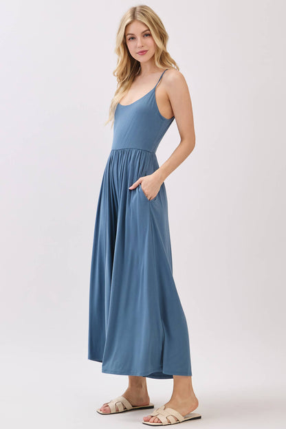 Flare Wide Leg Jumpsuit W/ Adjustable Strap - VJU60179