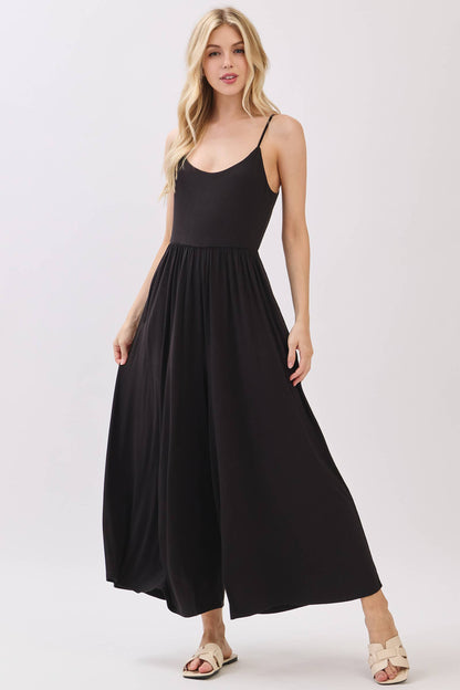 Flare Wide Leg Jumpsuit W/ Adjustable Strap - VJU60179