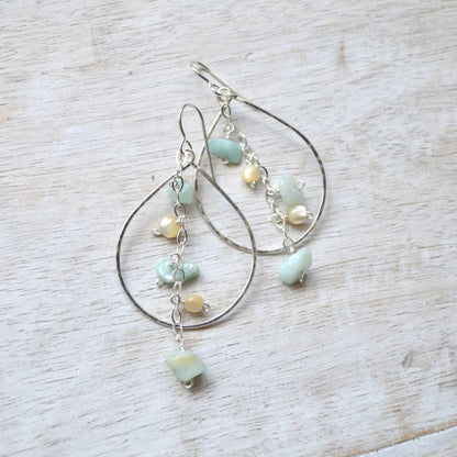 Amazonite & MOP Teardrop Earrings