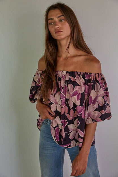 L7664 | Woven Rayon Nylon Floral Print Top