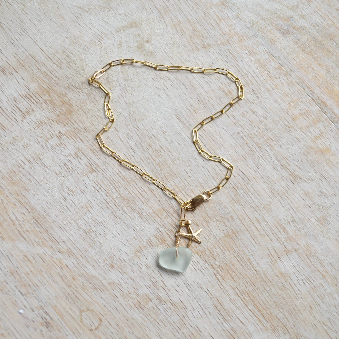 Sea Foam Glass & Starfish Anklet